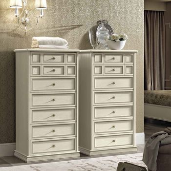 Nostalgia Italian Bianco Antico 7 Drawer Tall Chest
