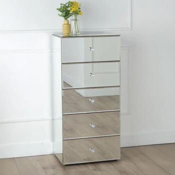Chelsea Mirrored Narrow 5 Drawer Chest