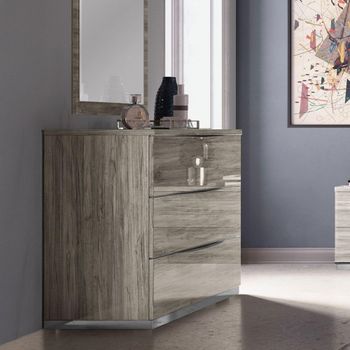 Clearance - Euro Design Laura Grey Oak Grain Effect 3 Drawer Chest - FSS17419