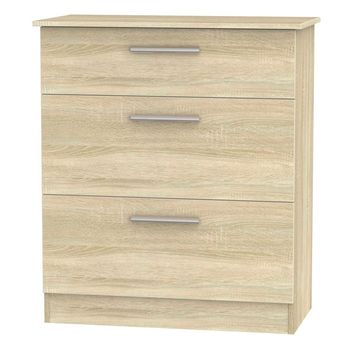 Contrast Oak 3 Drawer Deep Chest