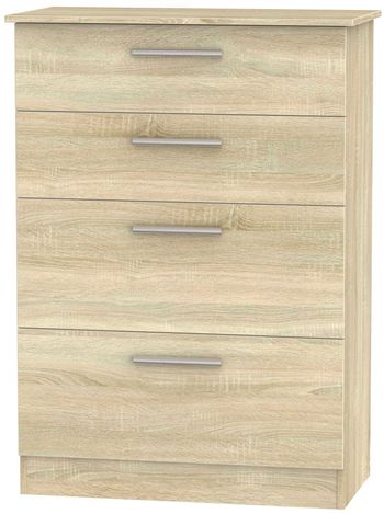 Contrast Oak 4 Drawer Deep Chest