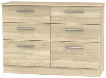 Contrast Midi Oak 6 Drawer Chest