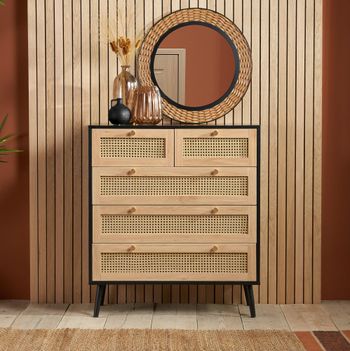 Croxley Black and Rattan 2+3 Drawer Chest