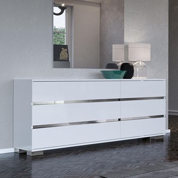 Dream White 6 Drawer Wide Dresser