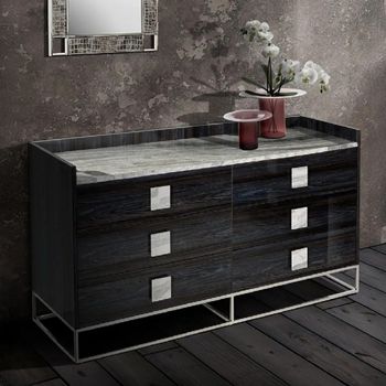 Elliot Marble and Wooden 6 Drawer Wide Chest - Sizes Available