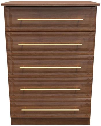 Faye Walnut 5 Drawer Chest