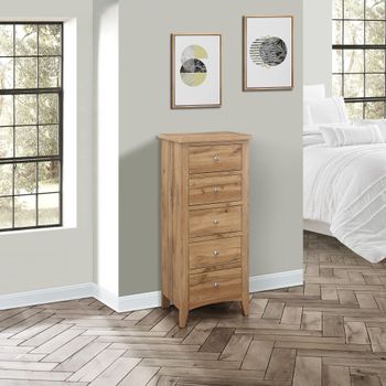 Hampstead Rustic Oak 5 Drawer Tall Chest