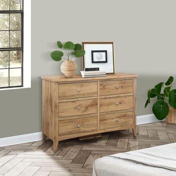 Hampstead Rustic Oak 6 Drawer Wide Chest