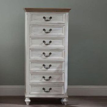 Hendra White Wood 7 Drawer Tall Chest