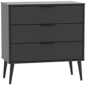 Hong Kong Black 3 Drawer Small Chest with Wooden Legs
