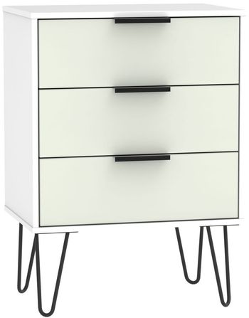 Hong Kong Cashmere and White 3 Drawer Small Chest with Hairpin Legs