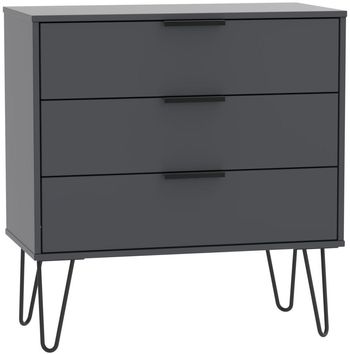 Hong Kong Midi Graphite 3 Drawer Chest with Hairpin Legs
