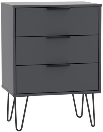 Hong Kong Graphite 3 Drawer Small Chest with Hairpin Legs