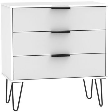 Hong Kong Midi Grey and White 3 Drawer Chest with Hairpin Legs