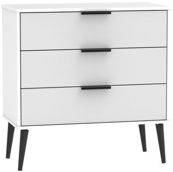 Hong Kong Midi Grey and White 3 Drawer Chest with Wooden Legs
