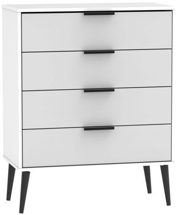 Hong Kong Grey and White 4 Drawer Chest with Wooden Legs