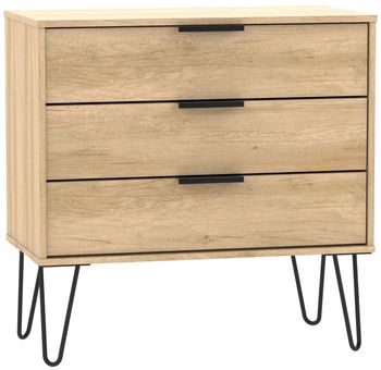 Hong Kong Oak 3 Drawer Midi Chest with Hairpin Legs