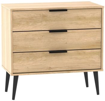 Hong Kong Oak 3 Drawer Midi Chest with Wooden Legs