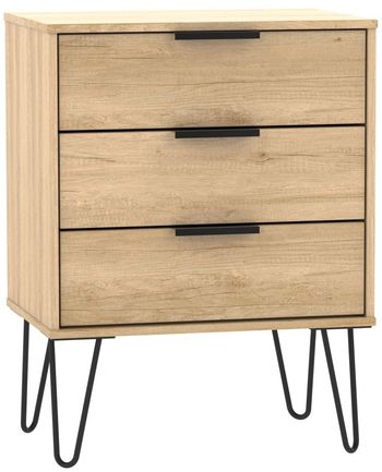 Hong Kong Oak 3 Drawer Small Chest with Hairpin Legs