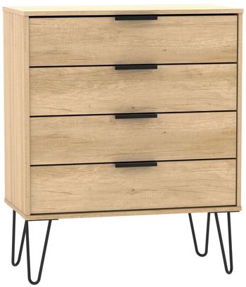 Hong Kong Oak 4 Drawer Chest with Hairpin Legs