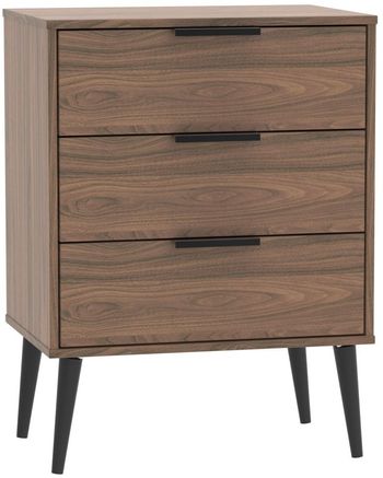 Hong Kong Walnut 3 Drawer Small Chest with Wooden Legs