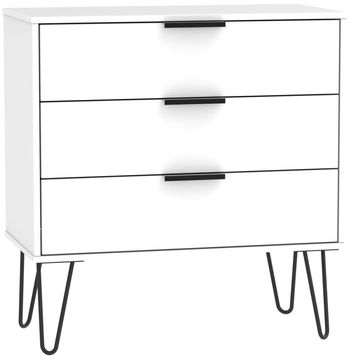 Hong Kong White 3 Drawer Small Chest with Hairpin Legs