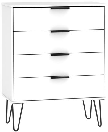 Hong Kong White 4 Drawer Chest with Hairpin Legs