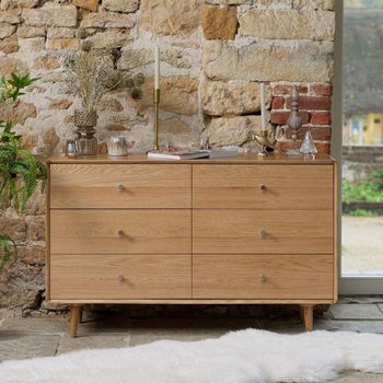 Jenson Oak 6 Drawer Wide Chest