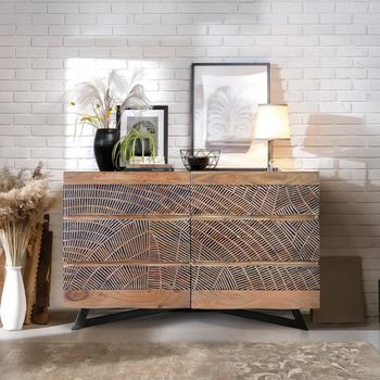 Karlstad Acacia Wood 6 Drawer Wide Chest