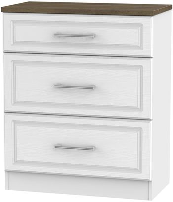 Kent White and Oak 3 Drawer Deep Chest
