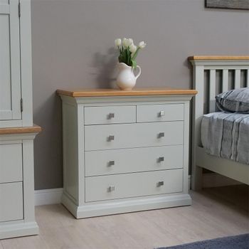 Cotswold Oak and Painted 3+2 Drawer Chest of Drawers
