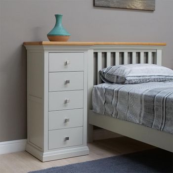 Cotswold Oak and Painted 5 Drawer Tall Chest of Drawers