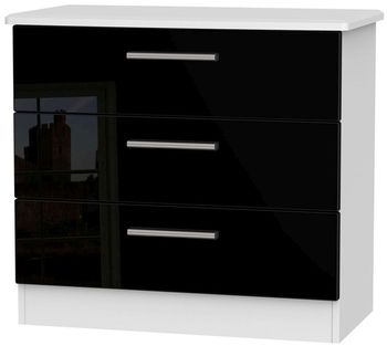 Knightsbridge Black Gloss and White 3 Drawer Small Chest