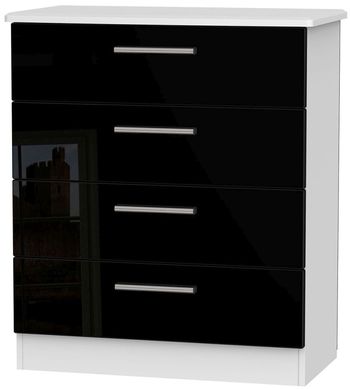 Knightsbridge Black Gloss and White 4 Drawer Chest