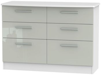 Knightsbridge Cashmere Gloss and White 6 Drawer Midi Chest