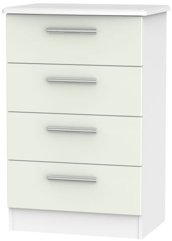 Knightsbridge Cashmere Matt and White 4 Drawer Midi Chest
