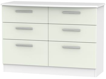 Knightsbridge Cashmere Matt and White 6 Drawer Midi Chest