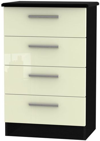 Knightsbridge Midi Cream Gloss and Black 4 Drawer Chest