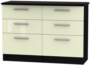 Knightsbridge Midi Cream Gloss and Black 6 Drawer Chest