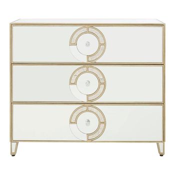 Knightsbridge Mirrored with Gold Trim 3 Drawer Chest