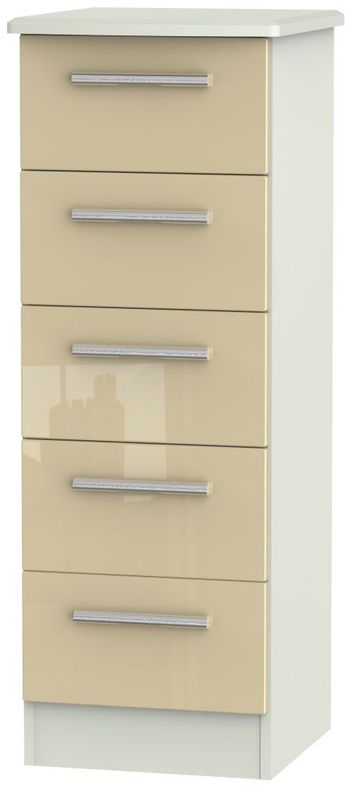 Knightsbridge Mushroom and Cashmere Matt 5 Drawer Narrow Chest