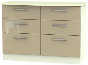 Knightsbridge Mushroom and Cream 6 Drawer Midi Chest
