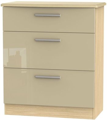 Knightsbridge Mushroom and Light Oak 3 Drawer Deep Chest