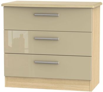 Knightsbridge Mushroom and Light Oak 3 Drawer Small Chest