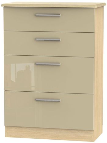Knightsbridge Mushroom and Light Oak 4 Drawer Deep Chest