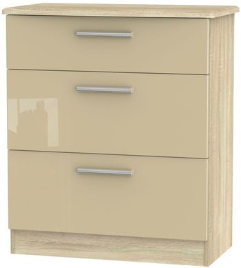 Knightsbridge Mushroom and Oak 3 Drawer Deep Chest