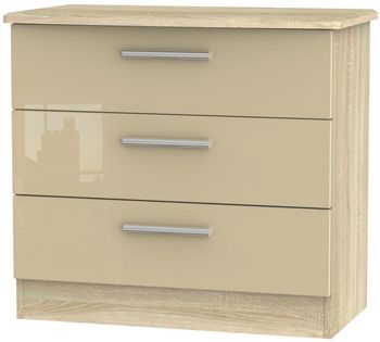 Knightsbridge Mushroom and Oak 3 Drawer Small Chest