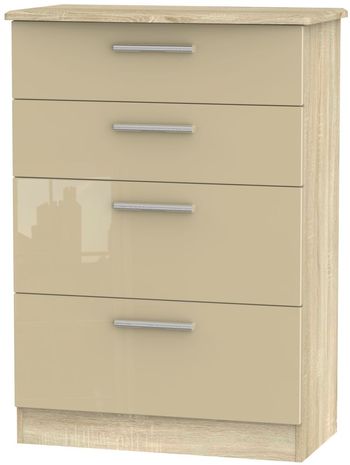 Knightsbridge Mushroom and Oak 4 Drawer Deep Chest