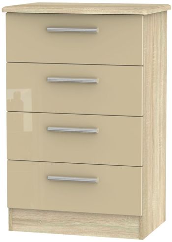Knightsbridge Mushroom and Oak 4 Drawer Midi Chest