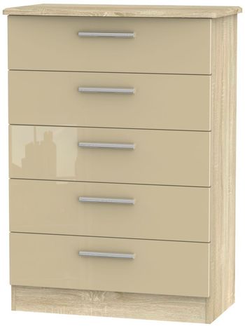 Knightsbridge Mushroom and Oak 5 Drawer Chest